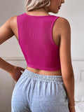 SHEIN EZwear Solid Crop Rib-knit Tank Top