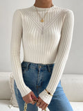  | SHEIN Eyelet Detail Ribbed Knit Mock Neck Sweater | Sweater | Shein | OneHub