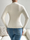  | SHEIN Eyelet Detail Ribbed Knit Mock Neck Sweater | Sweater | Shein | OneHub