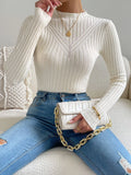  | SHEIN Eyelet Detail Ribbed Knit Mock Neck Sweater | Sweater | Shein | OneHub