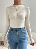  | SHEIN Eyelet Detail Ribbed Knit Mock Neck Sweater | Sweater | Shein | OneHub