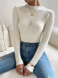  | SHEIN Eyelet Detail Ribbed Knit Mock Neck Sweater | Sweater | Shein | OneHub