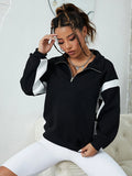 Shein Contrast Panel Half Zip Sweatshirt