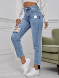 SHEIN High Waist Ripped Mom Fit Jeans