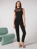  | SHEIN BIZwear Zip Back Contrast Lace Sleeveless Jumpsuit | Jumpsuit | Shein | OneHub