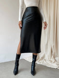 Shein Split Thigh PU Skirt