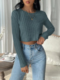 SHEIN EZwear Solid Rib-Knit Crop Tee