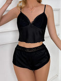  | Shein Lace Trim Bow Front Satin PJ Set | Lingerie | Shein | OneHub