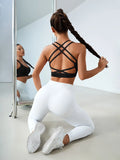 SHEIN Light Support Criss Cross Backless Sports Bra