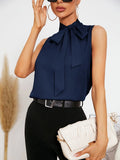 SHEIN Tie Neck Sleeveless Blouse