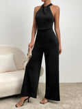  | SHEIN Zipper Back Halter Neck Wide Leg Jumpsuit | Jumpsuit | Shein | OneHub