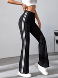  | SHEIN EZwear Striped Tape Flare Leg Pants | Pants | Shein | OneHub