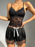  | SHEIN Sheer Lace Cami With Belted Robe & Shorts Night Set | Lingerie | Shein | OneHub