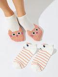  | Shein 2pairs Cartoon Cat & Striped Pattern Ankle Socks | Socks | Shein | OneHub