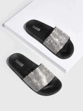 SHEIN CUCCOO Trending Rhinestone Decor Single Band Slides