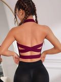  | SHEIN Crisscross Backless Crop Halter Neck Backless Sports Bra | Sports Bra | Shein | OneHub