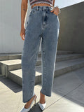 SHEIN DAZY Contrast Side Seam Straight Leg Jeans