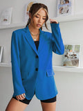 SHEIN Essnce Lapel Neck Flap Detail Single Button Blazer