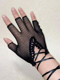 | SHEIN 1pair Women Solid Fishnet Fashion Fingerless Gloves | Gloves | Shein | OneHub