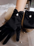  | SHEIN 1pair Women's French Vintage Black Pearl Gloves, Thin Sunscreen Party Satin Gloves For Formal Occasions | Gloves | Shein | OneHub