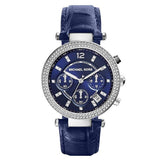  | Michael Kors Parker Blue Leather Strap Blue Dial Chronograph Quartz Watch for Ladies - MK-2384 | Watches | Michael Kors | OneHub