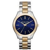 Michael Kors Slim Runway Two-tone Stainless Steel Blue Dial Quartz Watch for Ladies - MK-3479