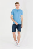 USPA Men's Turquoise Basic Polo Neck T-Shirt