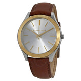  | Michael Kors Slim Runway Brown Leather Strap Silver Dial Quartz Watch for Ladies - MK2259 | Watches | Michael Kors | OneHub