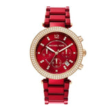  | Michael Kors Parker Red Stainless Steel Red Dial Chronograph Quartz Watch for Ladies - MK6805 | Watches | Michael Kors | OneHub