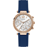  | Guess Solstice Blue Silicone Strap Silver Dial Chronograph Quartz Watch for Ladies - GW0113L3 | Watches | Guess | OneHub