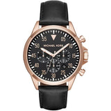  | Michael Kors Gage Black Leather Strap Black Dial Chronograph Quartz Watch for Gents - MK8535 | Watches | Michael Kors | OneHub