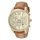  | Michael Kors Lexington Brown Leather Strap Gold Dial Chronograph Quartz Watch for Ladies - MK-8447 | Watches | Michael Kors | OneHub