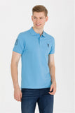 USPA Men's Turquoise Basic Polo Neck T-Shirt