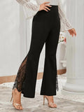  | Shein Eyelash Lace Insert Flare Leg Pants | Pants | Shein | OneHub