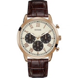  | Guess Hendrix Brown Leather Strap White Dial Chronograph Quartz Watch for Gents - GW0067G3 | Watches | Guess | OneHub