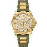  | Guess Turquoise Olive Green Silicone Strap Gold Dial Chronograph Quartz Watch for Ladies - W0325L5 | Watches | Guess | OneHub