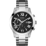  | Guess Atlas Silver Stainless Steel Black Dial Chronograph Quartz Watch for Gents - W0668G3 | Watches | Guess | OneHub