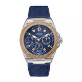 Guess Legacy Blue Denim Strap Blue Dial Quartz Watch for Gents - W1058G1