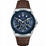  | Guess Legacy Brown Leather Strap Blue Dial Quartz Watch for Gents - W1058G4 | Watches | Guess | OneHub