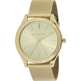 Michael Kors Slim Runway Gold Mesh Bracelet Gold Dial Quartz Watch for Ladies - MK-3282