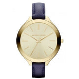  | Michael Kors Runway Blue Leather Strap Gold Dial Quartz Watch for Ladies - MK-2285 | Watches | Michael Kors | OneHub