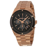 Michael Kors Reagan Rose Gold Stainless Steel Black Dial Chronograph Quartz Watch for Ladies - MK-6208