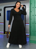  | SHEIN Plus Solid V Neck Ribbed Knit Dress | Dress | Shein | OneHub