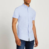 River Island Oxford Muscle Fit Short Sleeve Shirt