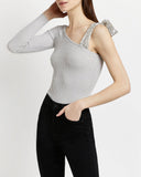 River Island Silver Sequin Asymmetric Top