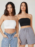 SHEIN BASICS 2 Pack Crop Tube Top