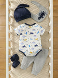  | SHEIN Baby Boys' Dinosaur Printed Romper And Solid Color Pants Set | Dress | Shein | OneHub