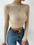  | SHEIN Priv̩ Mock Neck Cable Knit Crop Sweater | Top | Shein | OneHub