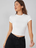  | SHEIN Basics Cap Sleeve Solid Crop Top | Top | Shein | OneHub