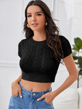 Shein Cable Knit Solid Crop Knit Top